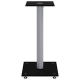 Speaker Stands 2 pcs Black&Silver Tempered Glass 1 Pillar Design