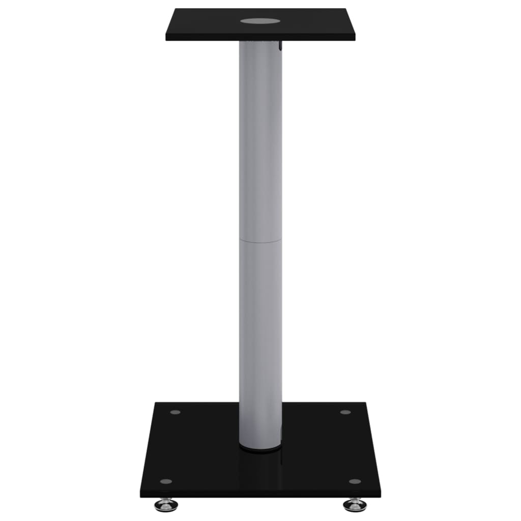 Speaker Stands 2 pcs Black&Silver Tempered Glass 1 Pillar Design