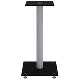 Speaker Stands 2 pcs Black&Silver Tempered Glass 1 Pillar Design - Top-Down View