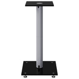 Speaker Stands 2 pcs Black&Silver Tempered Glass 1 Pillar Design