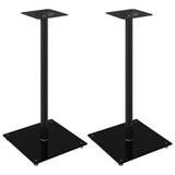 Speaker Stands 2 pcs Black Tempered Glass 1 Pillar Design - Front View