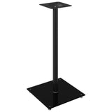 Speaker Stands 2 pcs Black Tempered Glass 1 Pillar Design - Side View