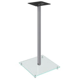 Speaker Stands 2 pcs Silver Tempered Glass 1 Pillar Design - Top-Down View