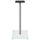 Speaker Stands 2 pcs Silver Tempered Glass 1 Pillar Design - Rear View