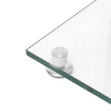 Speaker Stands 2 pcs Silver Tempered Glass 1 Pillar Design - Close-Up Angle