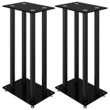 Speaker Stands 2 pcs Black Tempered Glass 4 Pillars Design - Front View
