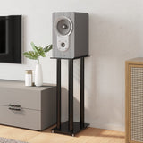 Speaker Stands 2 pcs Black Tempered Glass 4 Pillars Design - Side View