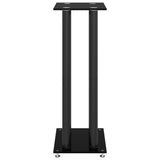 Speaker Stands 2 pcs Black Tempered Glass 4 Pillars Design - 45-Degree Angle