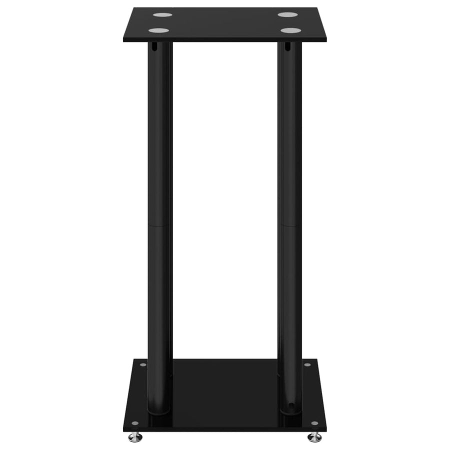Speaker Stands 2 pcs Black Tempered Glass 4 Pillars Design