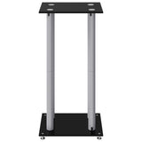 Speaker Stands 2 pcs Black&Silver Tempered Glass 4 Pillars Design - 45-Degree Angle
