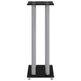 Speaker Stands 2 pcs Black&Silver Tempered Glass 4 Pillars Design - Rear View