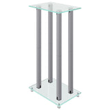 Speaker Stands 2pcs Silver Tempered Glass 4 Pillars Design - Top-Down View