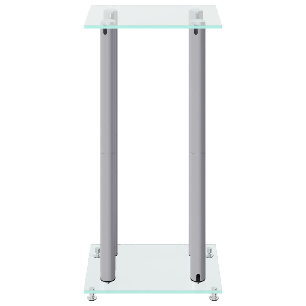 Speaker Stands 2pcs Silver Tempered Glass 4 Pillars Design