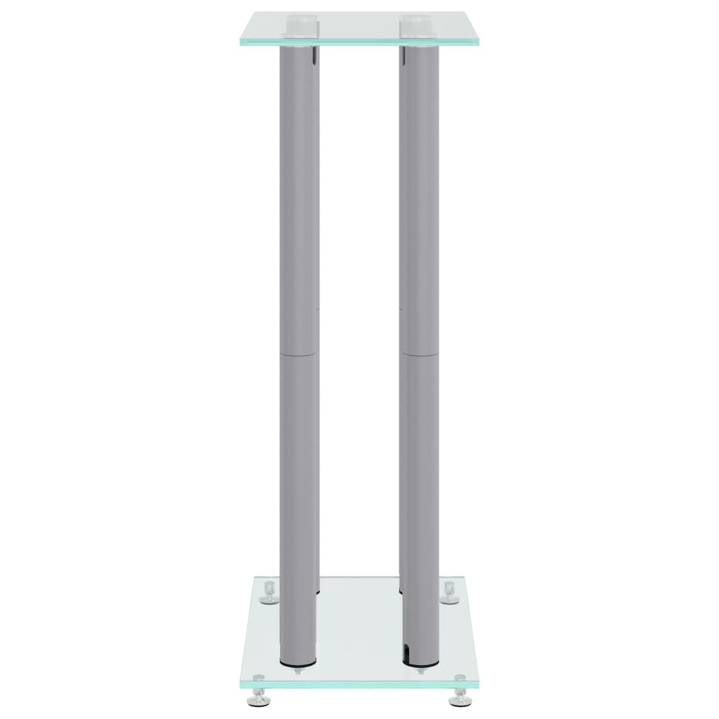 Speaker Stands 2pcs Silver Tempered Glass 4 Pillars Design