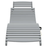 Sun Lounger Grey 184x55x64 cm Solid Wood Acacia - Side View