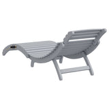 Sun Lounger Grey 184x55x64 cm Solid Wood Acacia - 45-Degree Angle