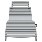 Sun Lounger with Table Grey Solid Wood Acacia - Side View