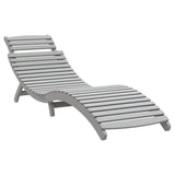 Sun Lounger with Table Grey Solid Wood Acacia - Top-Down View