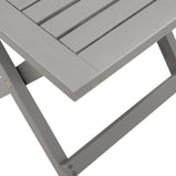 Sun Lounger with Table Grey Solid Wood Acacia - Close-Up Angle