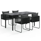 5 Piece Garden Dining Set Black - Front View
