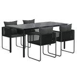 5 Piece Garden Dining Set Black - Side View