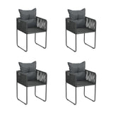 5 Piece Garden Dining Set Black - Top-Down View