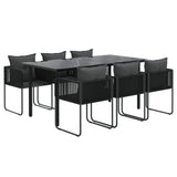 7 Piece Garden Dining Set Black - Side View