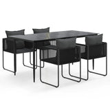 5 Piece Garden Dining Set Black - Front View
