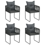 5 Piece Garden Dining Set Black - Top-Down View