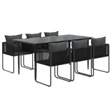 7 Piece Garden Dining Set Black - Side View
