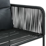 7 Piece Garden Dining Set Black - Close-Up Angle