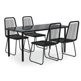 5 Piece Garden Dining Set Black - Front View