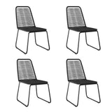 5 Piece Garden Dining Set Black - Top-Down View
