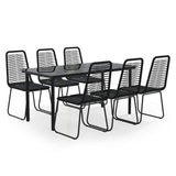 7 Piece Garden Dining Set Black - Front View