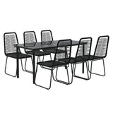 7 Piece Garden Dining Set Black - Side View