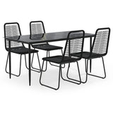 5 Piece Garden Dining Set Black - Front View