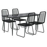 5 Piece Garden Dining Set Black - Side View