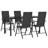 5 Piece Garden Dining Set Black Poly Rattan - Side View