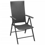 5 Piece Garden Dining Set Black Poly Rattan - 45-Degree Angle