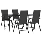 5 Piece Garden Dining Set Black Poly Rattan - Side View