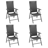 5 Piece Garden Dining Set Black Poly Rattan - Top-Down View