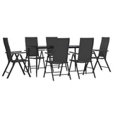 7 Piece Garden Dining Set Black Poly Rattan - Side View