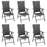 7 Piece Garden Dining Set Black Poly Rattan - Top-Down View