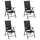 5 Piece Garden Dining Set Black and Brown Poly Rattan - Top-Down View