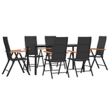 7 Piece Garden Dining Set Black and Brown Poly Rattan - Side View
