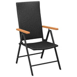 7 Piece Garden Dining Set Black and Brown Poly Rattan - 45-Degree Angle