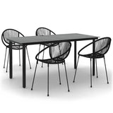 5 Piece Garden Dining Set Black PVC Rattan