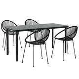5 Piece Garden Dining Set Black PVC Rattan - Side View