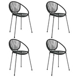 5 Piece Garden Dining Set Black PVC Rattan - Top-Down View