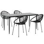 5 Piece Garden Dining Set Black PVC Rattan